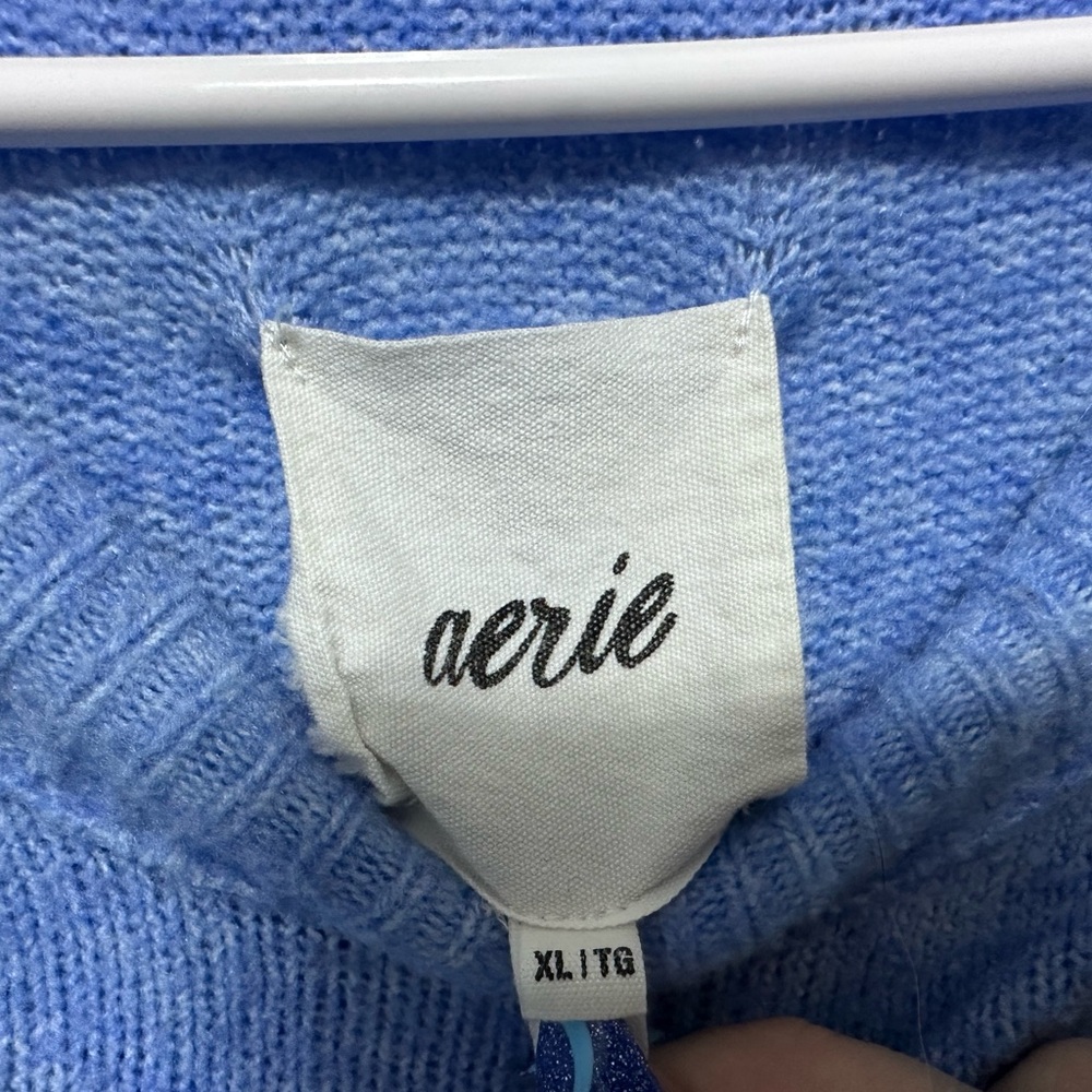 Aerie Soft Blue Women's Cowl Neck Sweater - Picture 3 of 4